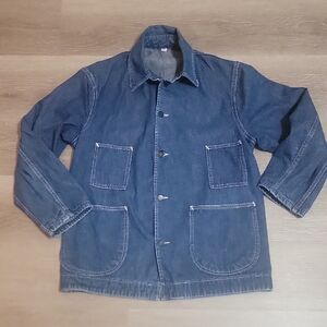 Vintage European Workwear Denim Chore Jacket • Double Layer •Faded Indigo